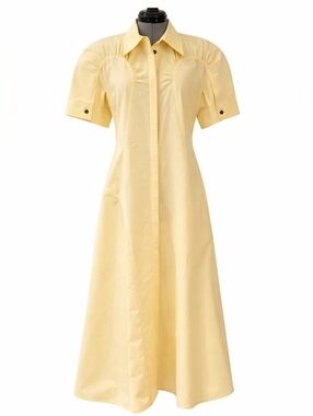 Jil Sander Butter Yellow Cotton Shirt Dress – Effortless Summer Luxury Size S-M